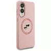 Karl Lagerfeld Silicone DoubleHeads And Circle Funda MagSafe para Samsung Galaxy S25 Edge Rosa