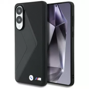 BMW Leder Oversized Stripes Funda MagSafe para Samsung Galaxy S25 Edge Negro
