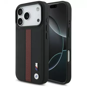 BMW M Perforated Stripe Logo Funda MagSafe para iPhone 17 Pro Rojo
