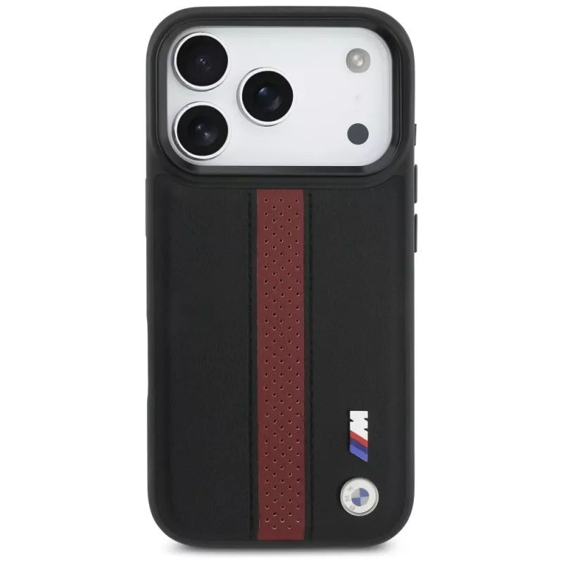 BMW M Perforated Stripe Logo Funda MagSafe para iPhone 17 Pro Rojo
