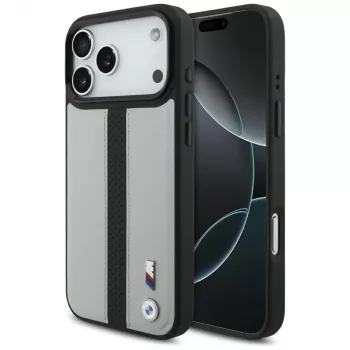BMW M Perforated Stripe Logo Funda MagSafe para iPhone 17 Pro Max Gris