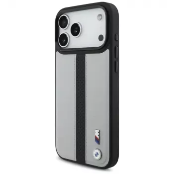 BMW M Perforated Stripe Logo Funda MagSafe para iPhone 17 Pro Max Gris