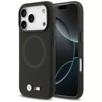 Funda MagSafe BMW M FW Metal Logo para Apple iPhone 17 Pro, negra