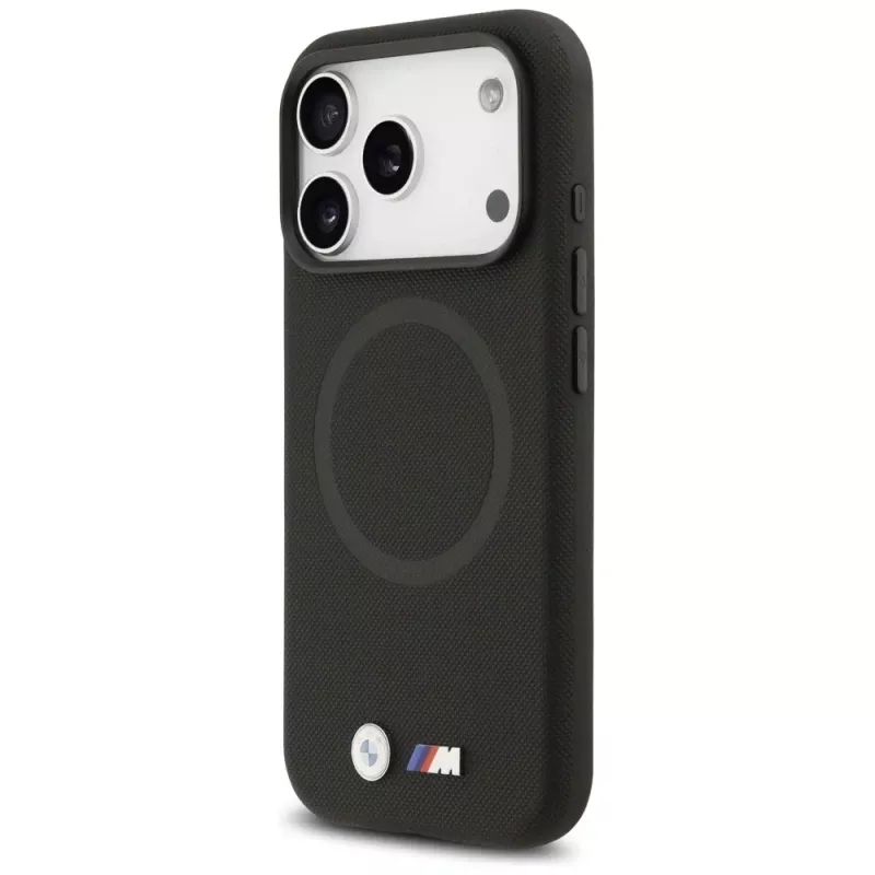 Funda MagSafe BMW M FW Metal Logo para Apple iPhone 17 Pro, negra