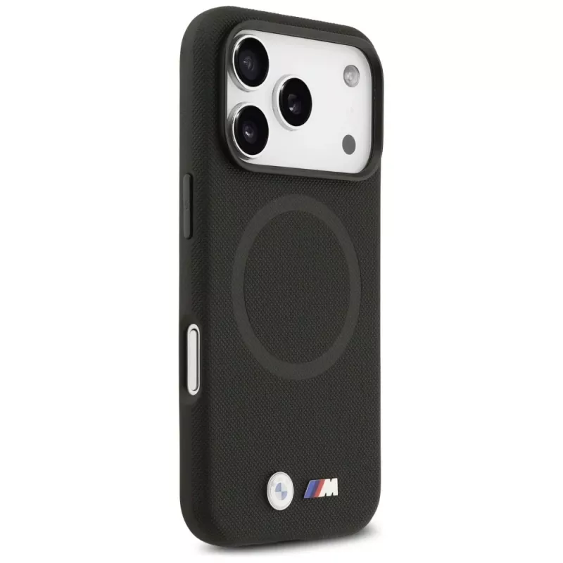 Funda MagSafe BMW M FW Metal Logo para Apple iPhone 17 Pro, negra