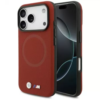 Funda trasera MagSafe BMW M Series Metal Logo para Apple iPhone 17 Pro, roja