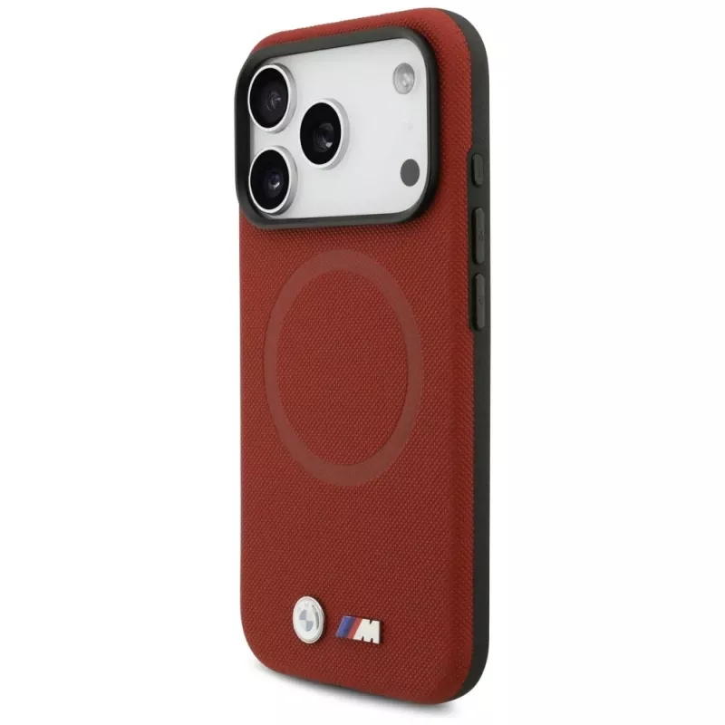Funda trasera MagSafe BMW M Series Metal Logo para Apple iPhone 17 Pro, roja