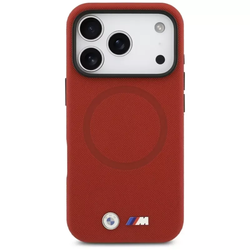 Funda trasera MagSafe BMW M Series Metal Logo para Apple iPhone 17 Pro, roja