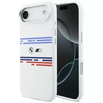 Funda MagSafe BMW M Silicon Horizontal Line para iPhone Air, blanca