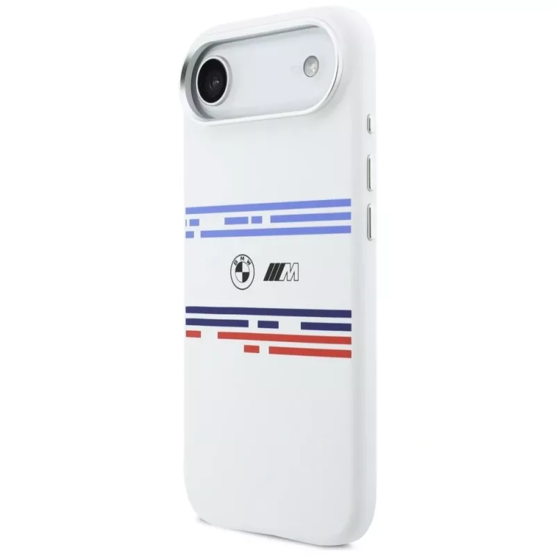 Funda MagSafe BMW M Silicon Horizontal Line para iPhone Air, blanca