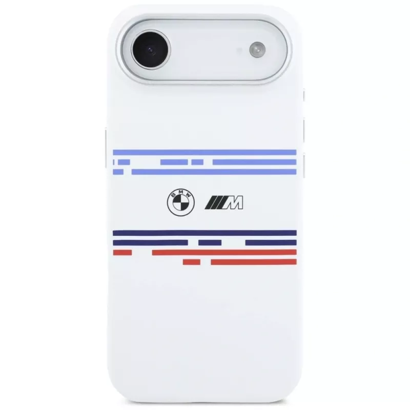 Funda MagSafe BMW M Silicon Horizontal Line para iPhone Air, blanca