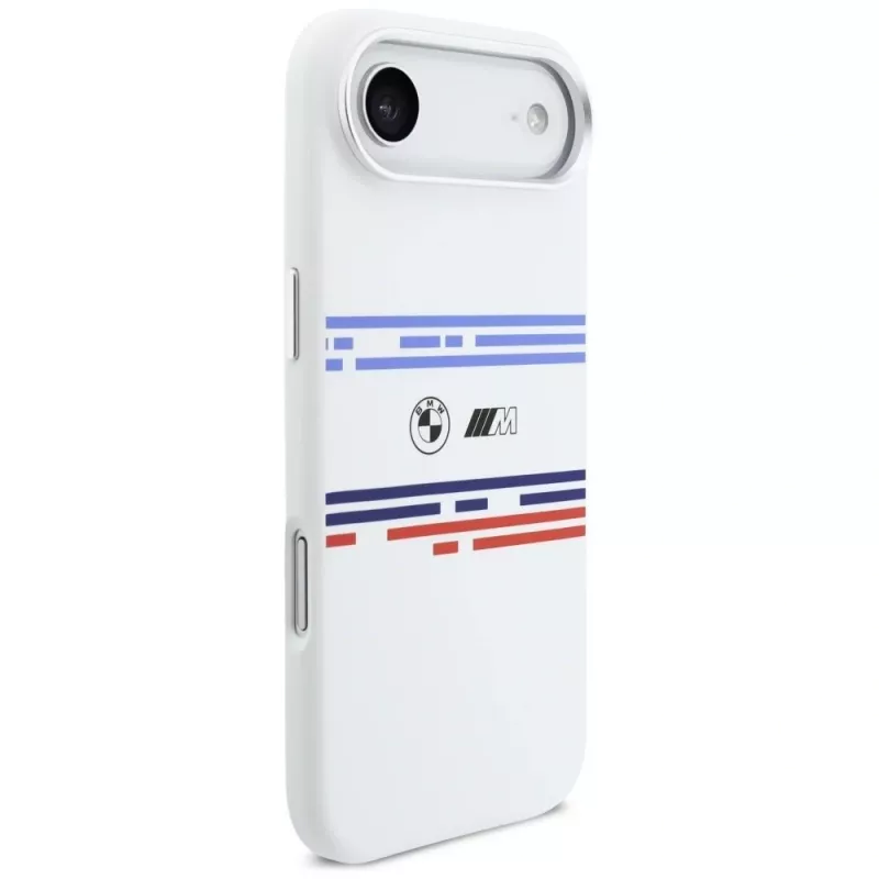 Funda MagSafe BMW M Silicon Horizontal Line para iPhone Air, blanca
