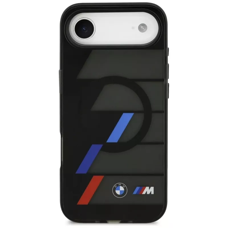 BMW M IML Metal Buttons Tricolor Lines funda MagSafe para Apple iPhone Air, negra