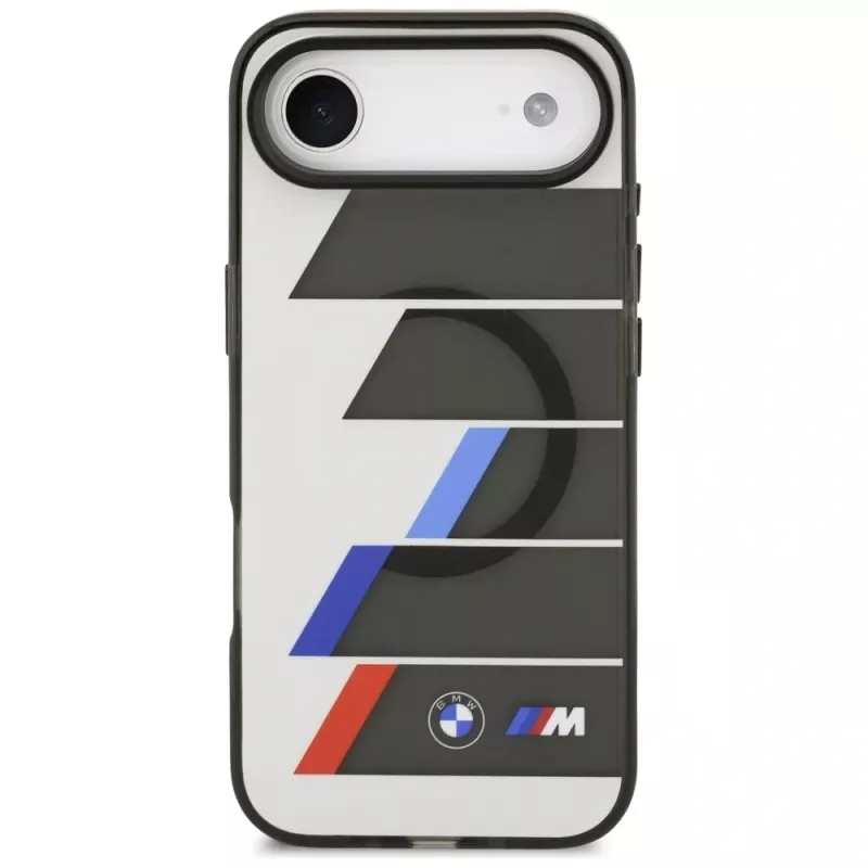 Funda MagSafe BMW M IML Metal Buttons Tricolor Lines para iPhone Air, antracita