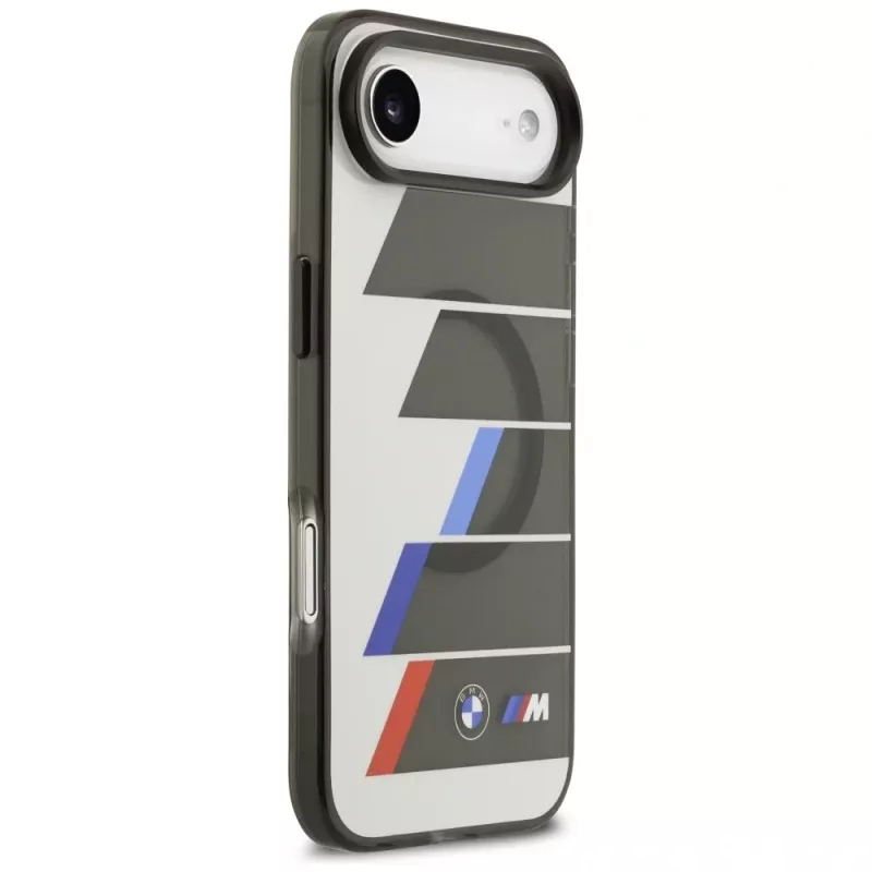 Funda MagSafe BMW M IML Metal Buttons Tricolor Lines para iPhone Air, antracita