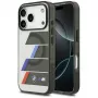 Funda MagSafe BMW M IML Metal Buttons Tricolor Lines para iPhone 17 Pro Max, antracita