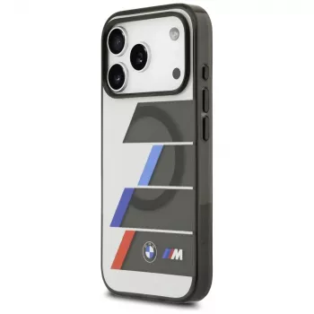 Funda MagSafe BMW M IML Metal Buttons Tricolor Lines para iPhone 17 Pro Max, antracita