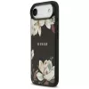 Funda MagSafe Guess Grained Flowers Classic Logo para Apple iPhone Air, negra