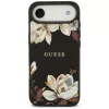 Funda MagSafe Guess Grained Flowers Classic Logo para Apple iPhone Air, negra