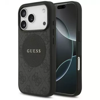 Funda MagSafe Guess 4G Circle Classic Logo para iPhone 17 Pro, negra