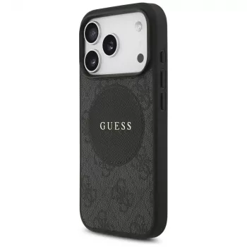 Funda MagSafe Guess 4G Circle Classic Logo para iPhone 17 Pro, negra