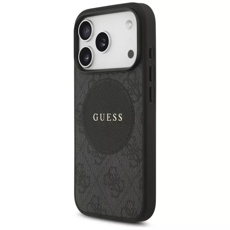 Funda MagSafe Guess 4G Circle Classic Logo para iPhone 17 Pro, negra