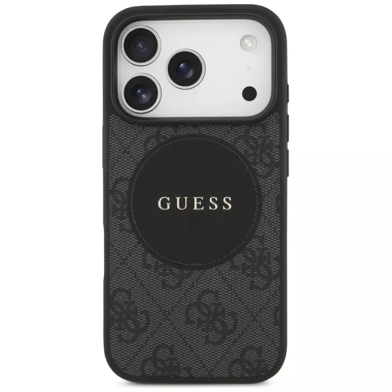 Funda MagSafe Guess 4G Circle Classic Logo para iPhone 17 Pro, negra