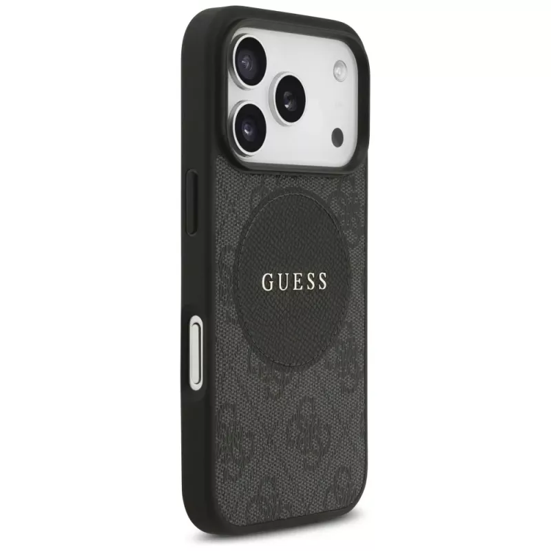 Funda MagSafe Guess 4G Circle Classic Logo para iPhone 17 Pro, negra
