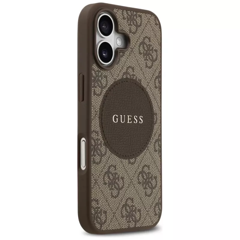 Funda trasera MagSafe Guess 4G Circle Classic Logo para Apple iPhone 17, marrón
