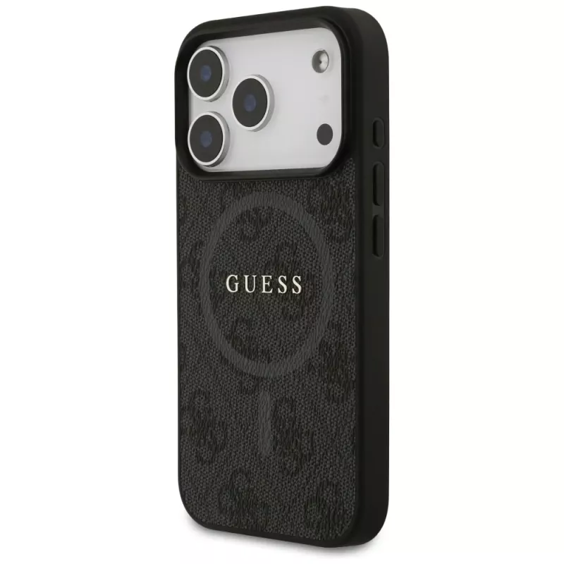 Guess 4G Ring Classic Logo Funda MagSafe para iPhone 17 Pro (Negro)