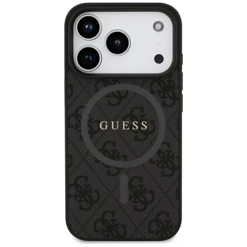 Guess 4G Ring Classic Logo Funda MagSafe para iPhone 17 Pro (Negro)