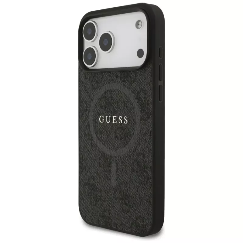Guess 4G Ring Classic Logo Funda MagSafe para iPhone 17 Pro Max (Negro)