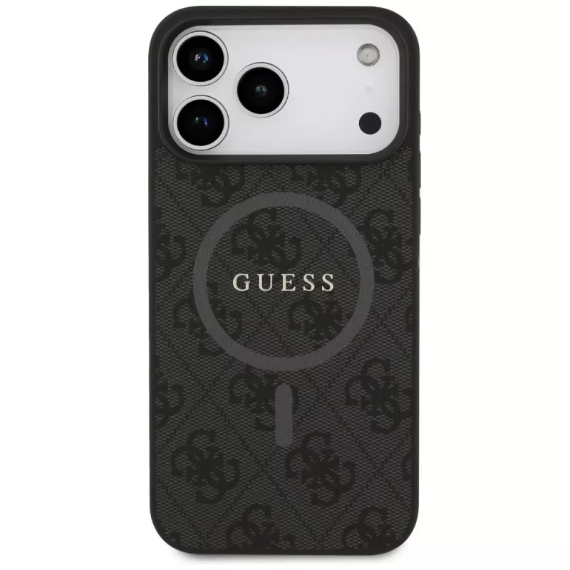 Guess 4G Ring Classic Logo Funda MagSafe para iPhone 17 Pro Max (Negro)