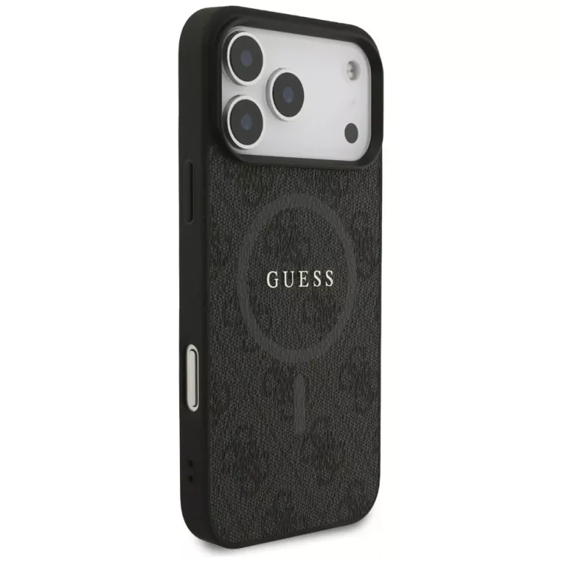 Guess 4G Ring Classic Logo Funda MagSafe para iPhone 17 Pro Max (Negro)