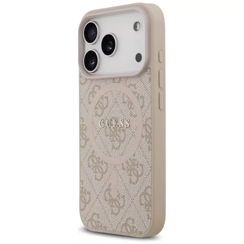 Guess 4G Ring Classic Logo Funda MagSafe para iPhone 17 Pro, Rosa