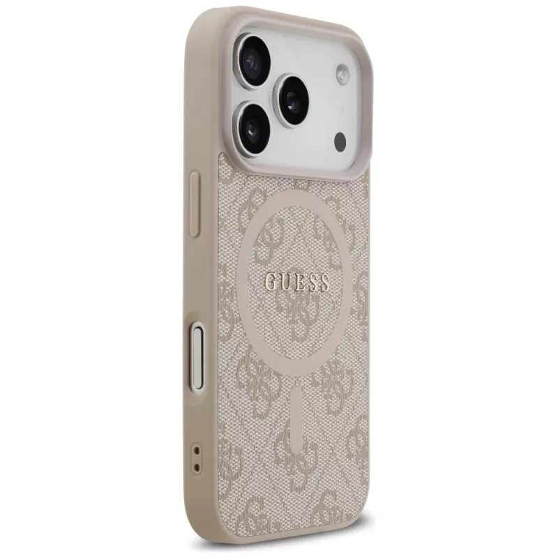 Guess 4G Ring Classic Logo Funda MagSafe para iPhone 17 Pro, Rosa