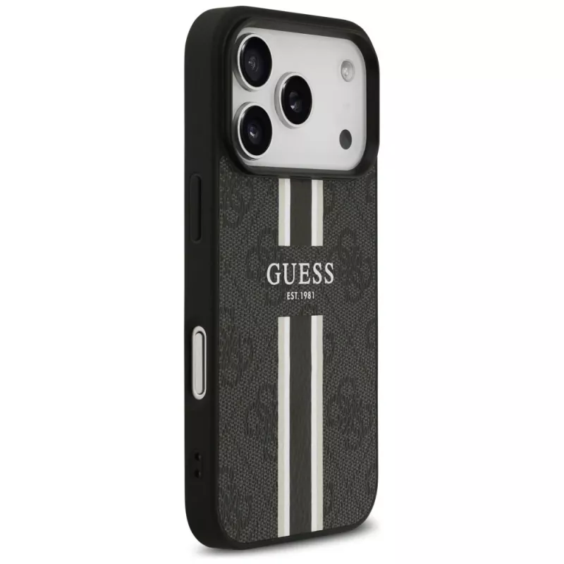 Guess 4G Printed Stripes Funda MagSafe para iPhone 17 Pro (Negro)