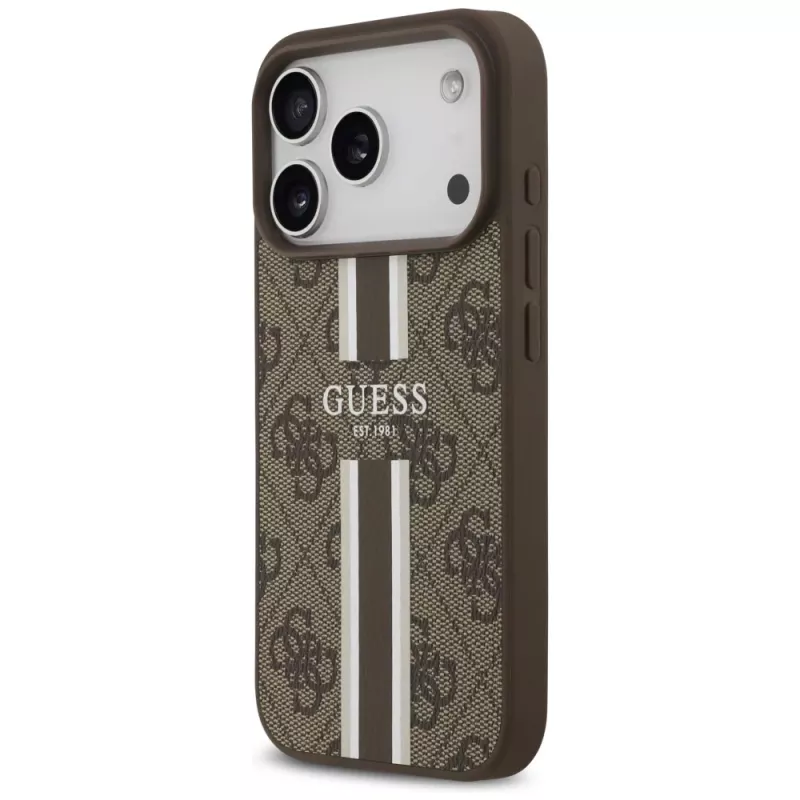 Guess 4G Printed Stripes Funda MagSafe para Apple iPhone 17 Pro - Marrón