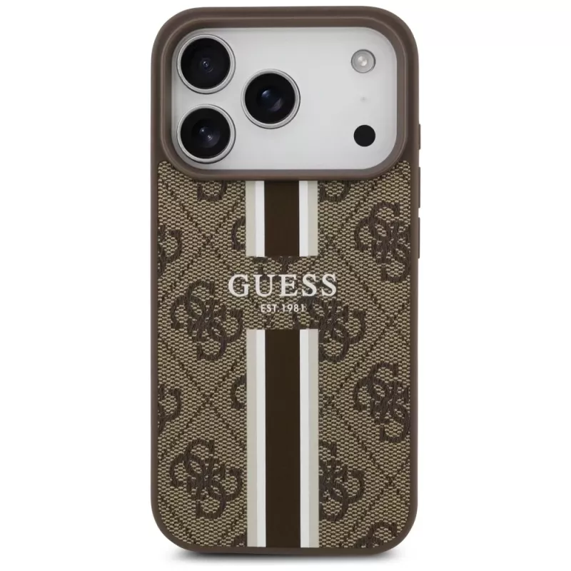 Guess 4G Printed Stripes Funda MagSafe para Apple iPhone 17 Pro - Marrón