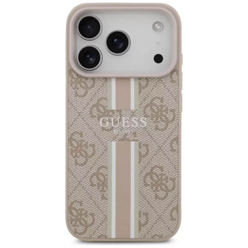 Guess 4G Printed Stripes Funda MagSafe para iPhone 17 Pro (Rosa)