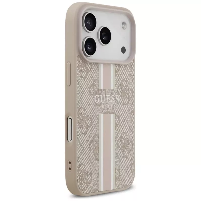 Guess 4G Printed Stripes Funda MagSafe para iPhone 17 Pro (Rosa)