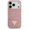 Guess Rhinestone Triangle Logo Funda para iPhone 17 Pro, Rosa