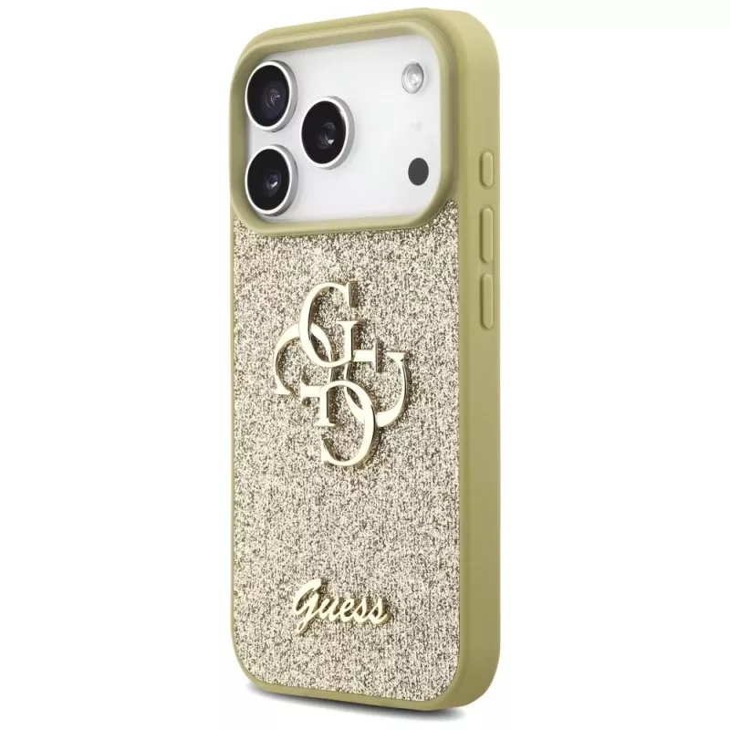 Guess Fixed Glitter Big 4G Funda para Apple iPhone 17 Pro, Oro