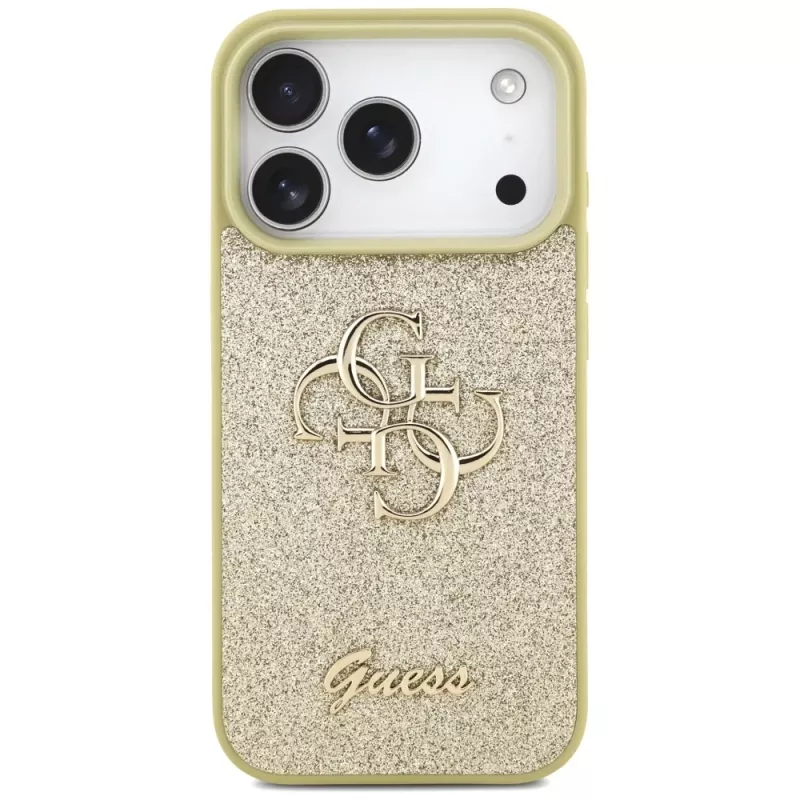 Guess Fixed Glitter Big 4G Funda para Apple iPhone 17 Pro, Oro