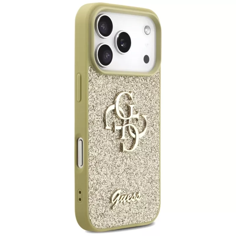 Guess Fixed Glitter Big 4G Funda para Apple iPhone 17 Pro, Oro