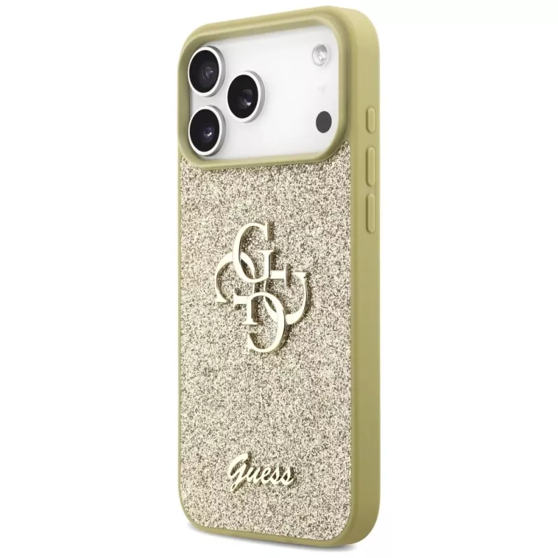 Guess Fixed Glitter Big 4G Funda para iPhone 17 Pro Max (Oro)