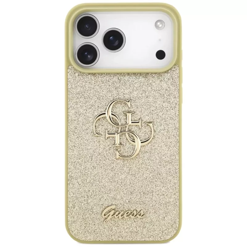 Guess Fixed Glitter Big 4G Funda para iPhone 17 Pro Max (Oro)