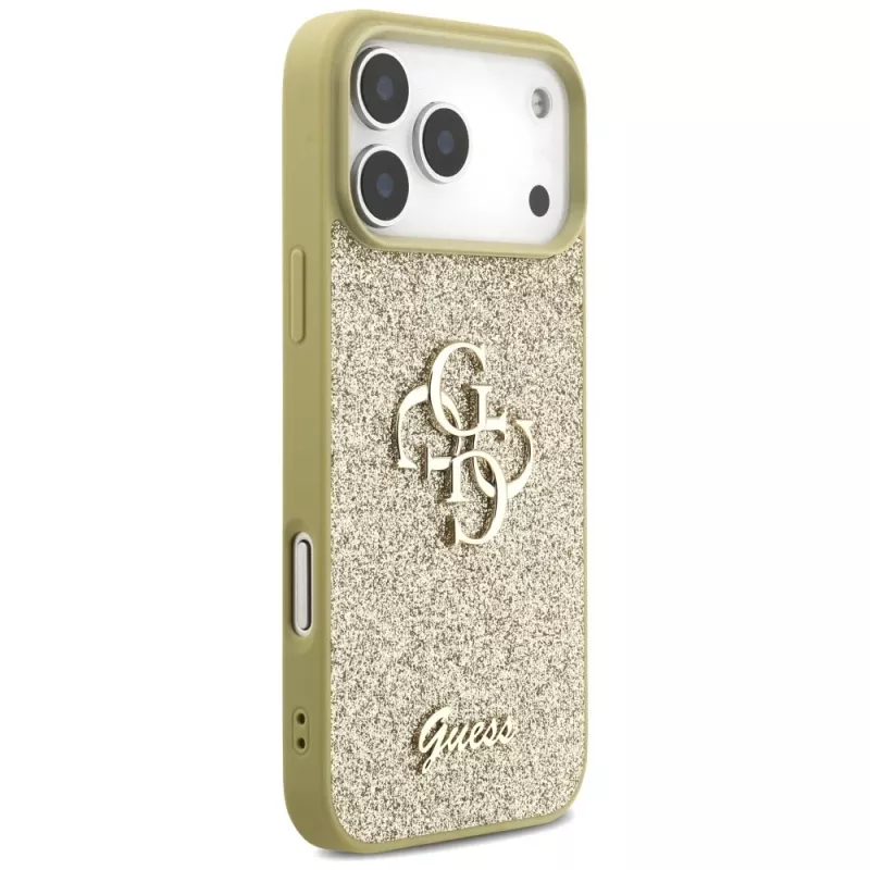 Guess Fixed Glitter Big 4G Funda para iPhone 17 Pro Max (Oro)