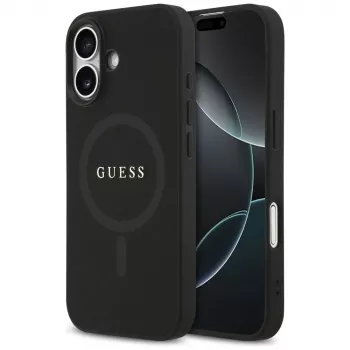 Guess Saffiano Classic Logo Funda MagSafe para iPhone 17, Negro