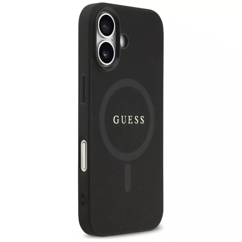 Guess Saffiano Classic Logo Funda MagSafe para iPhone 17, Negro